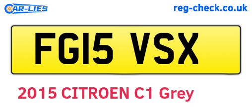 FG15VSX are the vehicle registration plates.