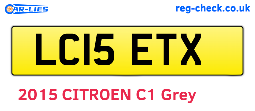 LC15ETX are the vehicle registration plates.