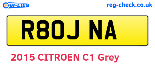 R80JNA are the vehicle registration plates.