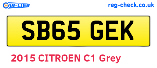 SB65GEK are the vehicle registration plates.