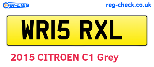 WR15RXL are the vehicle registration plates.