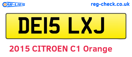 DE15LXJ are the vehicle registration plates.
