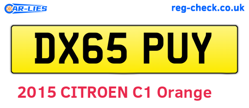 DX65PUY are the vehicle registration plates.