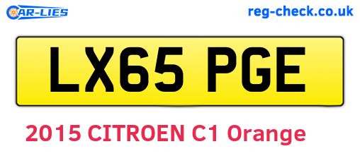 LX65PGE are the vehicle registration plates.