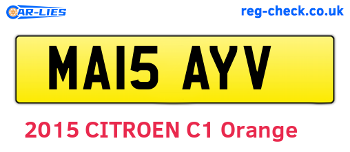 MA15AYV are the vehicle registration plates.