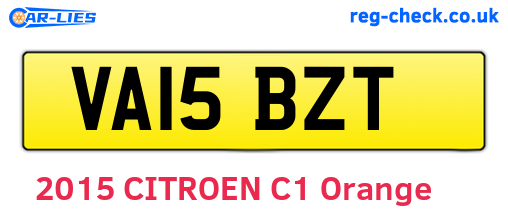 VA15BZT are the vehicle registration plates.