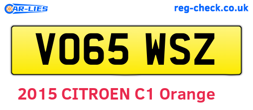 VO65WSZ are the vehicle registration plates.