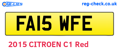 FA15WFE are the vehicle registration plates.
