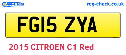 FG15ZYA are the vehicle registration plates.