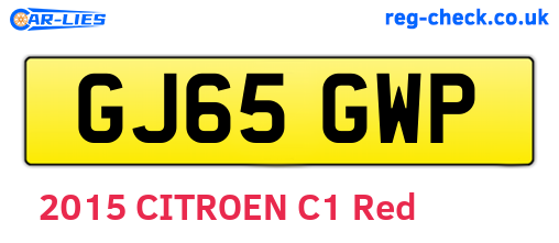 GJ65GWP are the vehicle registration plates.