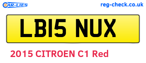 LB15NUX are the vehicle registration plates.
