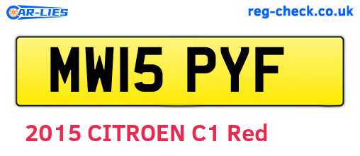 MW15PYF are the vehicle registration plates.