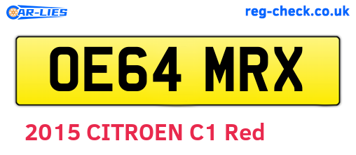 OE64MRX are the vehicle registration plates.