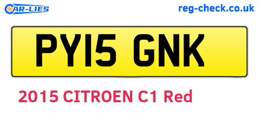 PY15GNK are the vehicle registration plates.