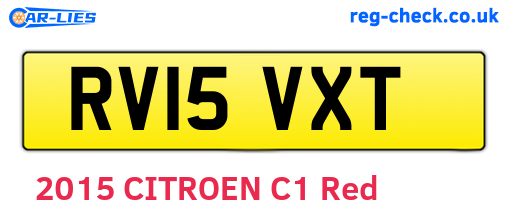 RV15VXT are the vehicle registration plates.