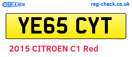 YE65CYT are the vehicle registration plates.