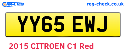 YY65EWJ are the vehicle registration plates.