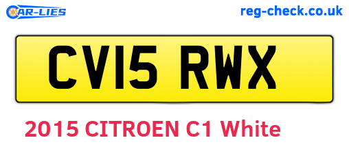CV15RWX are the vehicle registration plates.