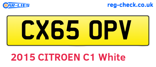 CX65OPV are the vehicle registration plates.
