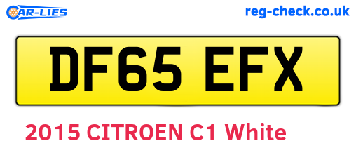 DF65EFX are the vehicle registration plates.