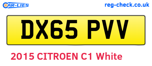 DX65PVV are the vehicle registration plates.
