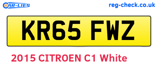 KR65FWZ are the vehicle registration plates.