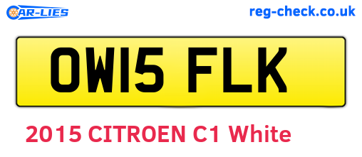 OW15FLK are the vehicle registration plates.