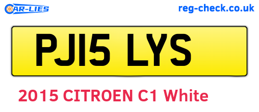 PJ15LYS are the vehicle registration plates.