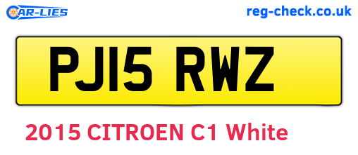 PJ15RWZ are the vehicle registration plates.