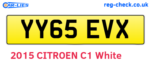 YY65EVX are the vehicle registration plates.