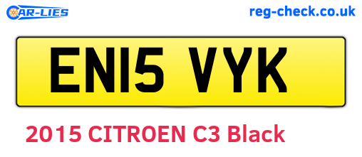 EN15VYK are the vehicle registration plates.