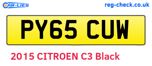 PY65CUW are the vehicle registration plates.