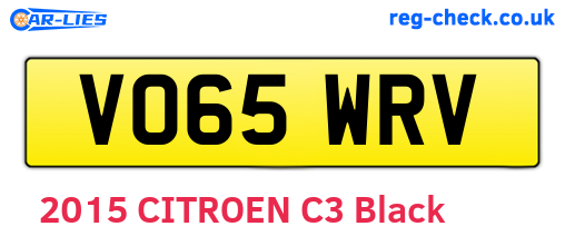 VO65WRV are the vehicle registration plates.