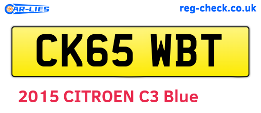 CK65WBT are the vehicle registration plates.