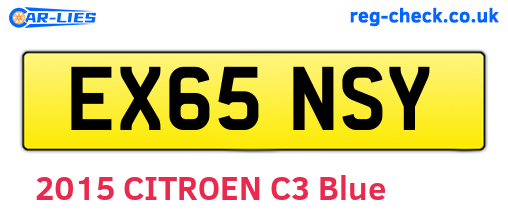 EX65NSY are the vehicle registration plates.