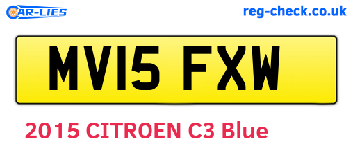MV15FXW are the vehicle registration plates.