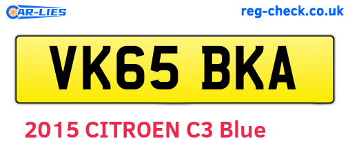 VK65BKA are the vehicle registration plates.