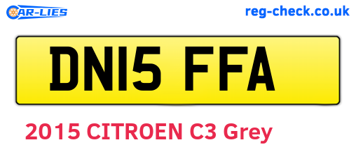 DN15FFA are the vehicle registration plates.