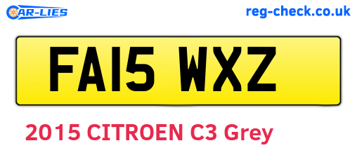 FA15WXZ are the vehicle registration plates.