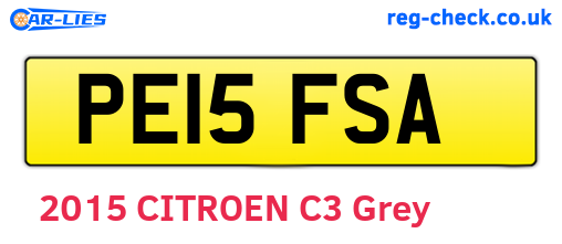 PE15FSA are the vehicle registration plates.