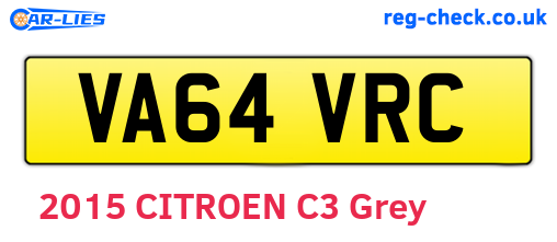 VA64VRC are the vehicle registration plates.