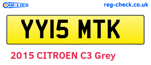 YY15MTK are the vehicle registration plates.
