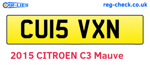 CU15VXN are the vehicle registration plates.