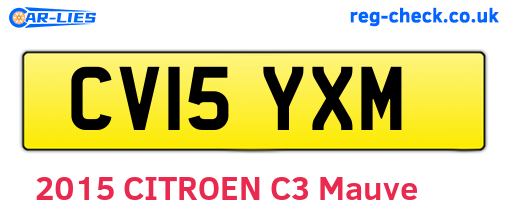 CV15YXM are the vehicle registration plates.