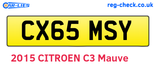 CX65MSY are the vehicle registration plates.