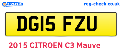 DG15FZU are the vehicle registration plates.