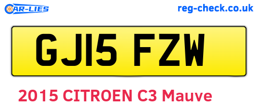 GJ15FZW are the vehicle registration plates.
