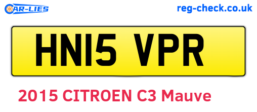 HN15VPR are the vehicle registration plates.