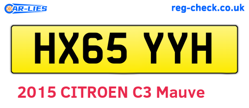 HX65YYH are the vehicle registration plates.
