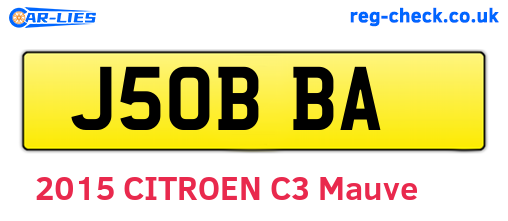 J50BBA are the vehicle registration plates.